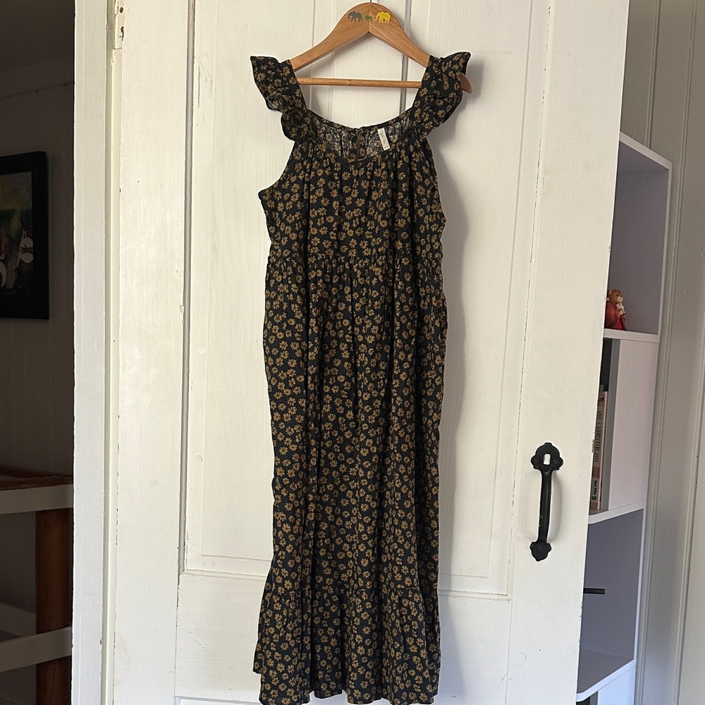 Rylee + Cru black and tan Floral maxi Dress
